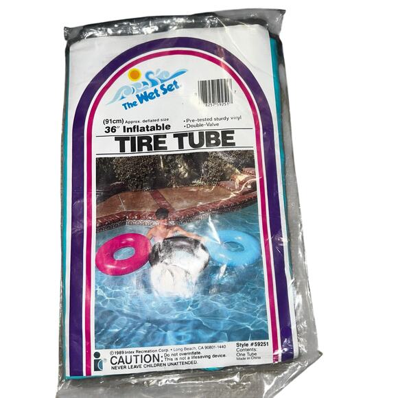 Vintage Intex 1989 The Wet Set Vinyl Tire Tube 36” Teal Turquoise pool float NEW - Picture 1 of 4